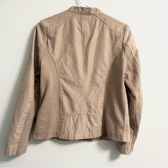 Sebby Collection Tan Suede Women’s Jacket Moto Style Polyester Spandex Blend SM - Picture 8 of 10